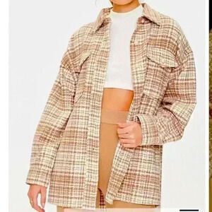 FOREVER 21 Faux Pearl Buttoned Tweed Shacket Sz S in EUC worn once no flaws